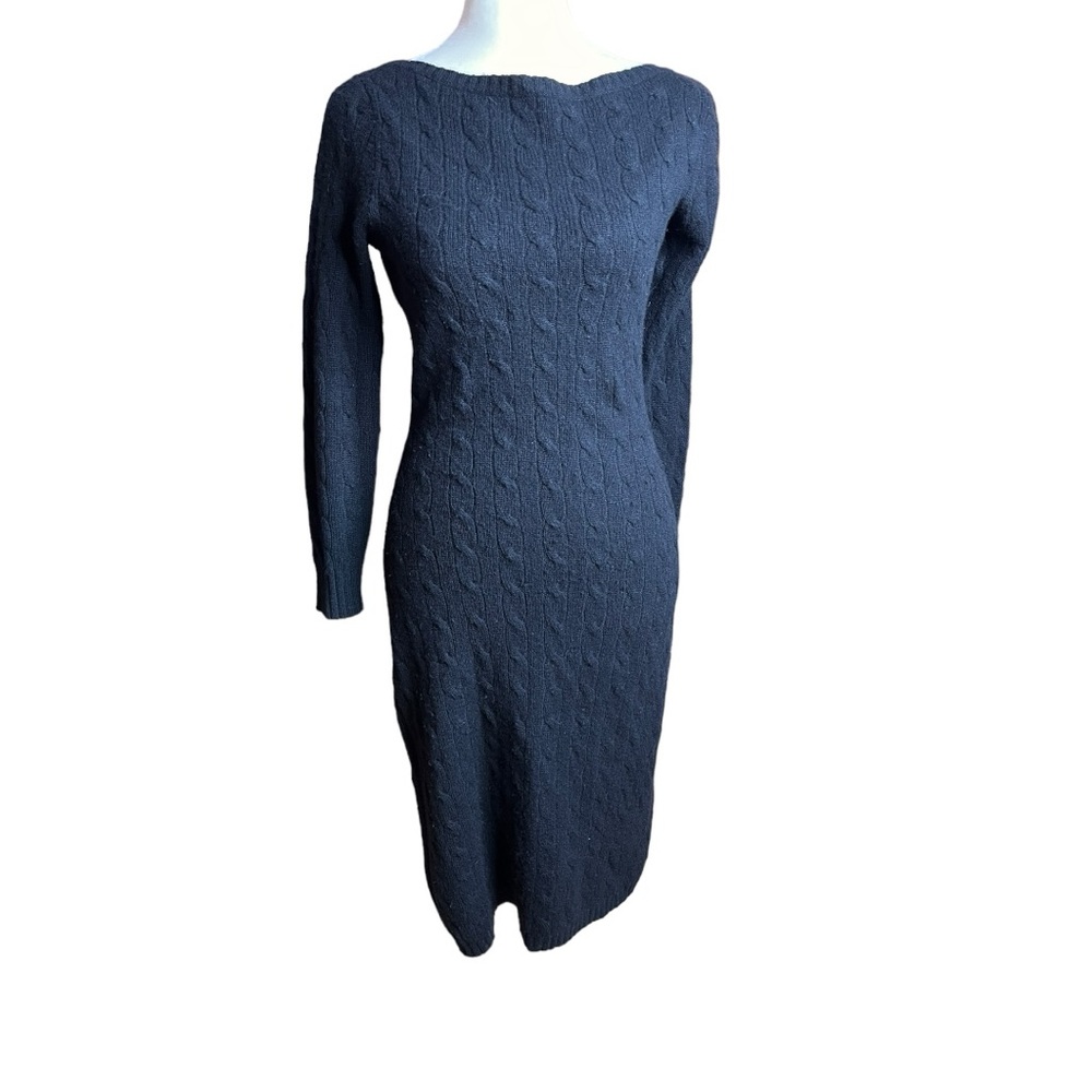 Ralph Lauren black label cashmere cableknit sweater dress size Medium - Picture 10 of 10